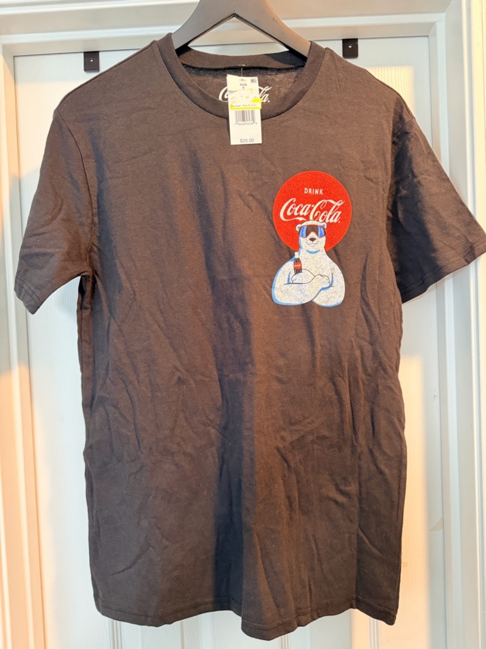 Coca Cola Black Short-Sleeve Tee with Polar Bear Patch